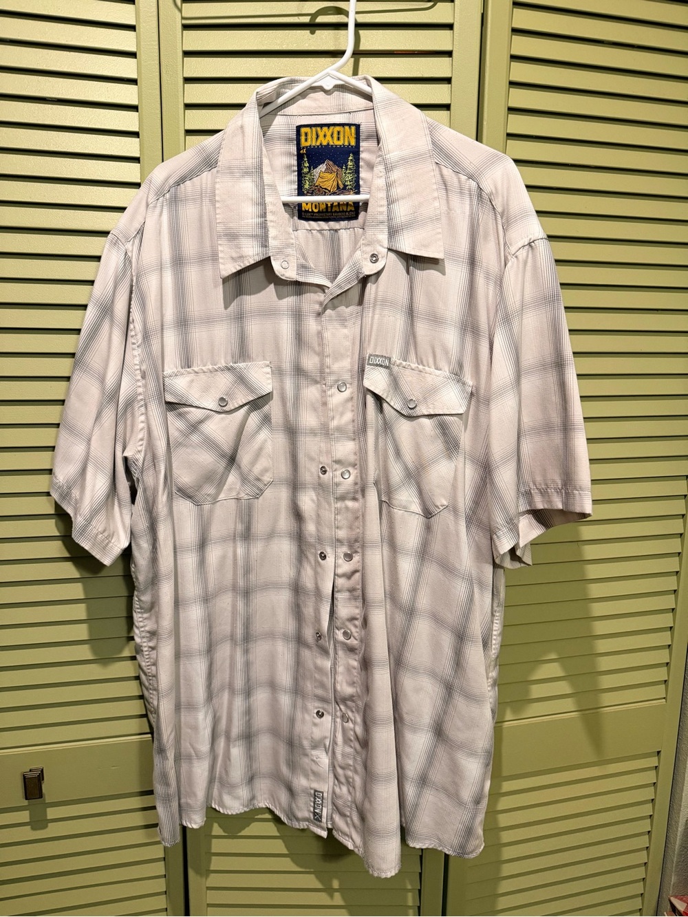 DIXXON Montana 4XL Light Gray Plaid Short-Sleeve Button-Down Shirt